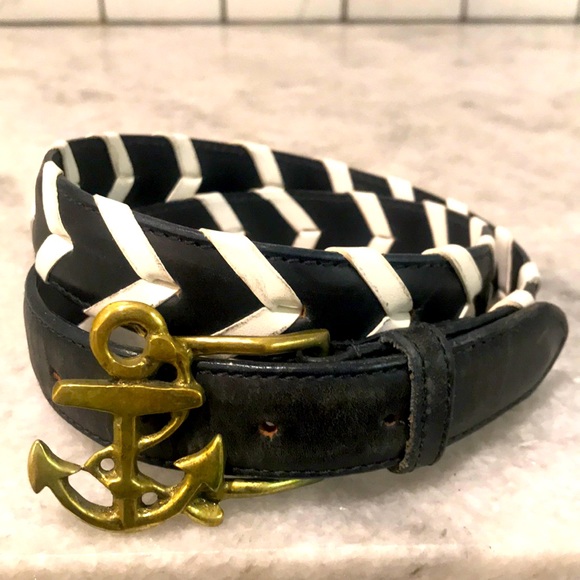 Ralph Lauren Accessories - Ralph Lauren Nautical Braided Belt Navy Blue and White Womens Size 28/29 Leather